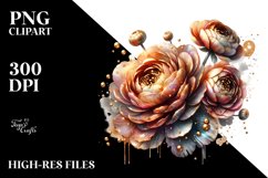 Abstract Shiny Ranunculus Golden Watercolor Splash Clipart Product Image 1