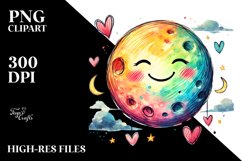 Smiling Moon with Hearts, PNG Product Image 2