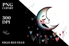 Smiling Moon with Hearts PNG Product Image 2