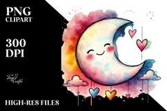 Smiling Moon with Hearts, PNG Product Image 2