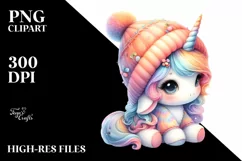 Cute Baby Unicorn With Hat | Sublimation | Clipart Product Image 1