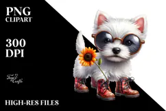 Watercolor Baby West Highland White Terrier Sunglasses Boots Product Image 2