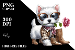 Watercolor Baby West Highland White Terrier Sunglasses Boots Product Image 2