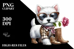Watercolor Baby West Highland White Terrier Sunglasses Boots Product Image 1