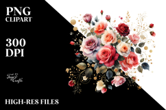Colorful Red Roses PNG Product Image 2