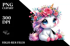 Sitting Baby Unicorn with Cool Haircut, Transparent PNG Product Image 2