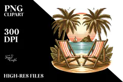 Vintage Tropical Island Beach Chairs PNG Product Image 2