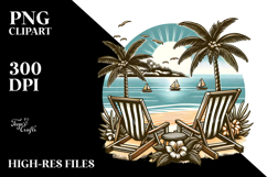 Vintage Tropical Island Beach Chairs PNG Product Image 2