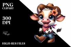 Watercolor Baby Cow Clipart Product Image 1