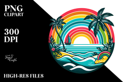 Retro Tropical Beach Chairs, Tshirt Vector Style PNG Product Image 2