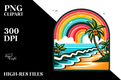 Retro Tropical Beach Rainbow PNG Product Image 2