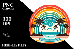 Retro Tropical Beach Rainbow Clipart Product Image 2