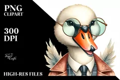Funny Retro Swan Boho Watercolor | Sublimation Clipart Product Image 3