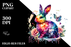 Colorful Bunny Made of Diamonds PNG Product Image 2