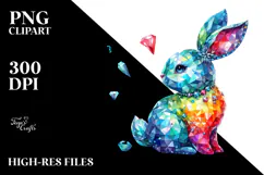 Colorful Bunny Made of Diamonds PNG Product Image 2