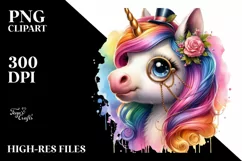Colorful Baby Unicorn Monocle PNG Product Image 1