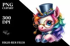 Colorful Baby Unicorn Monocle PNG Product Image 1
