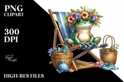 Young Frog, Wreath of Flowers | Clipart Product Image 1