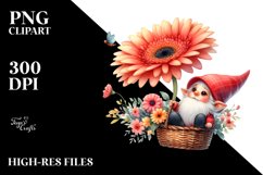 Floating Cute Gnome with Gerbera PNG Product Image 2