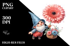 Floating Small Gnome with Gerbera PNG Product Image 2