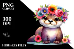 Vibrant Watercolor Otter | Art for Print Product Image 2