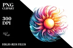 Colorful Watercolor Vibrant Sun Clipart Product Image 3