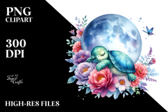 Pastel Baby Turtle Sleeping on the Moon PNG Product Image 2