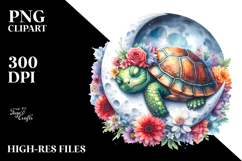 Pastel Baby Turtle Sleeping on the Moon PNG Product Image 2