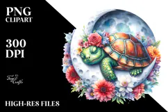 Pastel Baby Turtle Sleeping on the Moon PNG Product Image 2