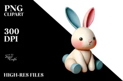 Colorful Bunny Made of Wood PNG Product Image 2
