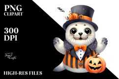Funny Halloween Seal Watercolor Clipart Product Image 2