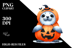 Funny Halloween Seal Watercolor Clipart Product Image 2