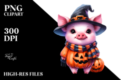 Cute Pig for Halloween Scene | Watercolor Clipart Product Image 2