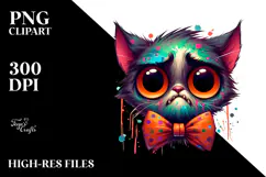 Funny Pumpkin Head Cat, Colorful PNG Product Image 2