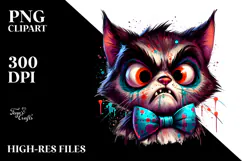 Spooky Cat with Bow and Tie, PNG Product Image 2