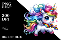Cute Baby Unicorn Running PNG Product Image 2