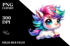 Cute Baby Unicorn Running PNG Product Image 2