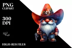 Vibrant Winter Cowboy Gnome, PNG Product Image 1