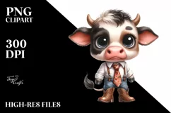 Watercolor Baby Cow Clipart Product Image 1