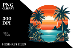Retro Tropical Island Sunset PNG Product Image 2