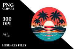 Retro Tropical Island Sunset PNG Product Image 2