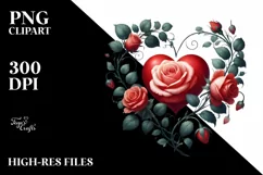 Digital Painting Heart with Roses PNG Product Image 2