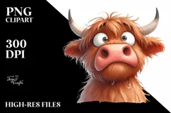 Expressive Funny Highland Cow, PNG Product Image 1