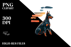 Doberman Pinscher at Sunset | Watercolor Clipart Product Image 2