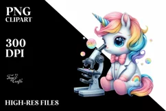 Colorful Baby Unicorn Microscope PNG Product Image 1