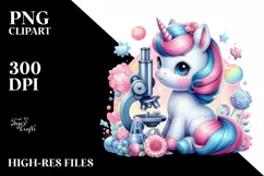 Colorful Baby Unicorn Microscope PNG Product Image 3
