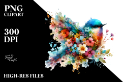 Bird Half of Spring Flowers PNG Product Image 2