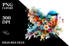 Colorful Bird Made of Spring Flowers PNG Product Image 2