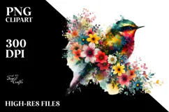 Bird Half of Spring Flowers PNG Product Image 2