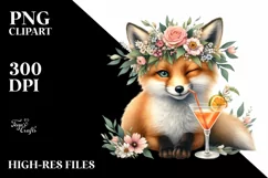 Young Fox, Wreath of Flowers | Clipart Product Image 1